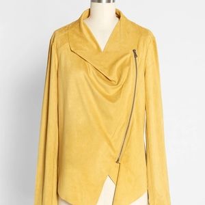 NWT Vigoss Mustard Faux Suede wrap Jacket size Small